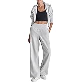 DKNY Womens Embroidered Logo Wide Leg Fleece Sweatpant