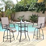 Vongrasig 3 Piece Patio Swivel Bar Set, All Weather