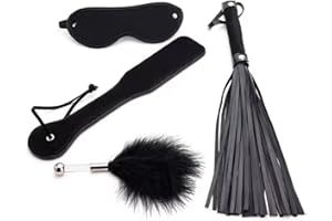BDSM Kits Bondage Set Couples Sex Toys, 4Pcs Sex Bondage Set with Eye Mask Sex Whip Spanking Paddle Feather Stick, BDSM Toys 