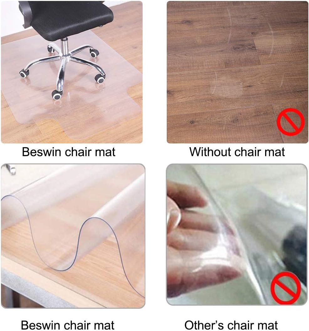 Office Chair Mat for Hardwood Floor - 36"x48" Clear PVC Desk Chair Mat - Heavy Duty Floor Protector for Home or Office - Easy Clean and Flat Without Curling : Office Products