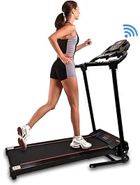 SereneLife Smart Digital Folding Exercise Machine - Electric Motorized Treadmill with Downloadable Sports App for Running & Walking - Pairs to Phones, Laptops, Tablets via Bluetooth SLFTRD18