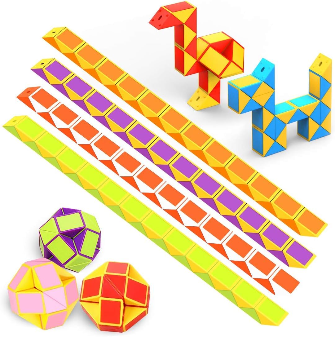 WEARXI Party Bag Fillers for Kids, 12 Packs 24 Blocks Magic Snake Cube, Fidget Toys for Kid Party Bags, Kids Party Bag Fillers, Toys for 5-12 Years Old Girls Boys Party Favours Twist Puzzle