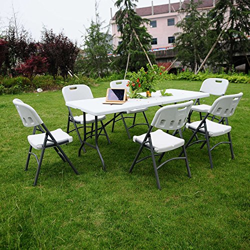 Soogo 6' Folding Table Portable Plastic Indoor Outdoor Picnic Party Dining Camping Table - Thumbnail 2