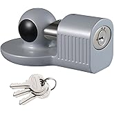 TOPSHINE Trailer Hitch Lock Anti-Theft, Fits 1-7/8", 2", and 2-5/16" Trailer Couplers (Silver)