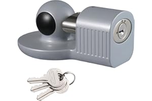 TOPSHINE Trailer Hitch Lock Anti-Theft, Fits 1-7/8", 2", and 2-5/16" Trailer Couplers (Silver)