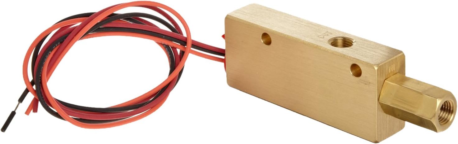 Gems Sensors FS-926 Series Brass Flow Switch, Elbow, Piston Type, 0.055 (200 cc/min) gpm Flow Setting, 1/4" NPT Female