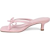 Mattiventon Kitten Heel Sandals Thong Sandals For Women Bow Heels Slip On Flip Flops Square Toe Summer Cute Party Dress Shoes