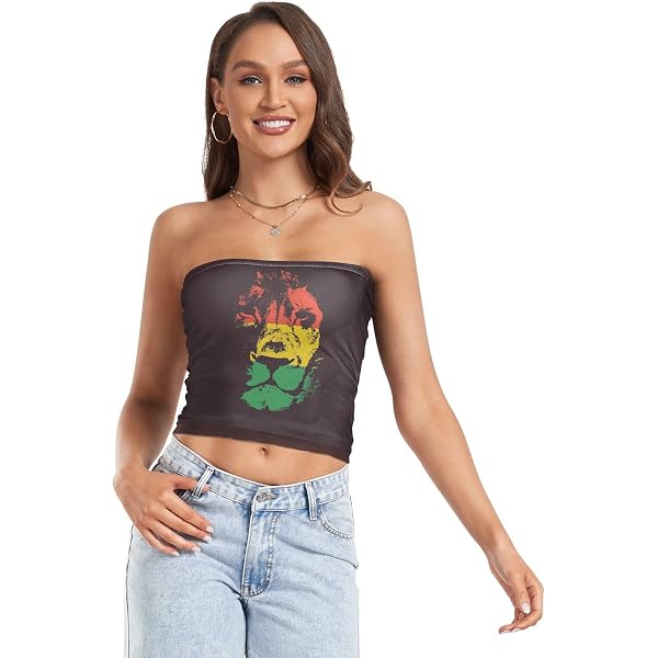 PBJCKAH Women's Sexy Tube Crop Tops Shamrock Golden Coins St