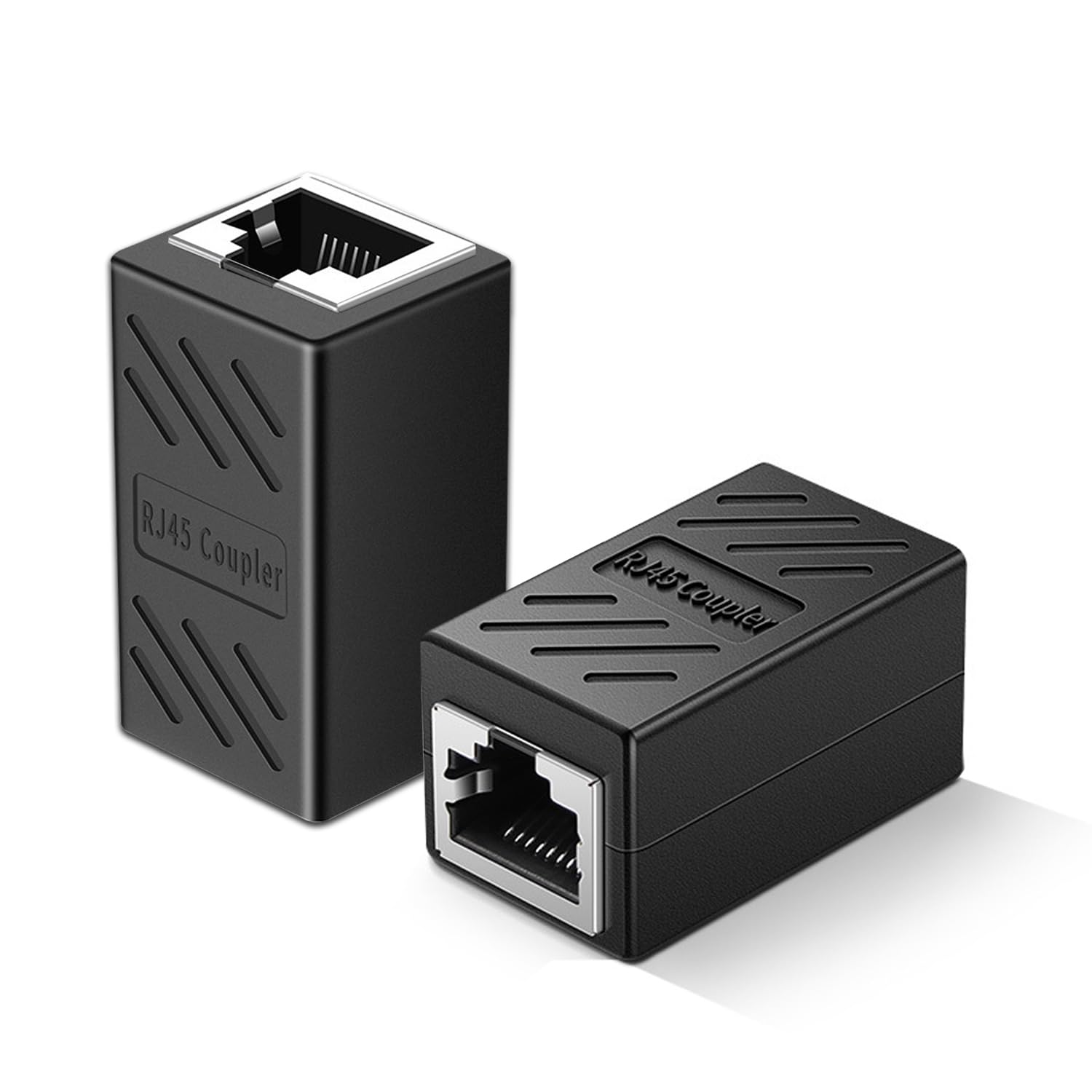 RJ45 Coupler,Cat7 Cat6 Cat5e 8P8C Ethernet Lan Cable Connector,8P8C Network In-Line Coupler, Female to Female (Black 2pack)