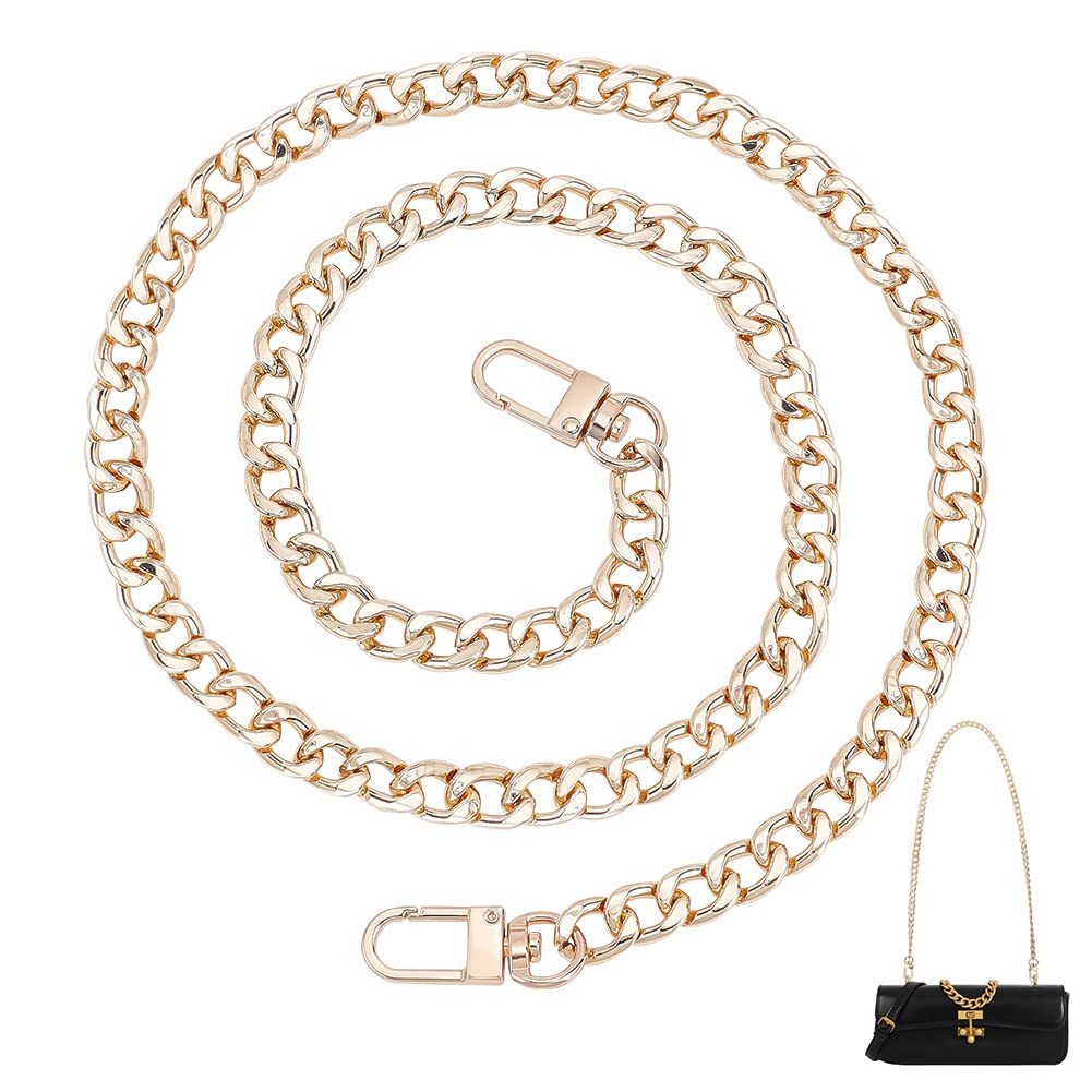 PH PandaHall 80cm Golden Bag Strap Chain, Metal Purse Chain Handbag Strap Shoulder Bag Chain Replacement Purse Chains with Swivel Lobster Claw Clasps for DIY Handbags Crossbody Bag Crafts Making