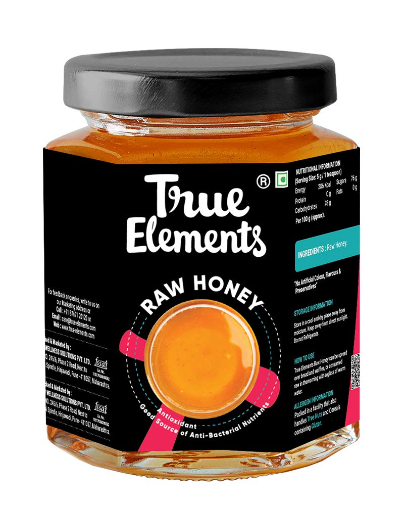 True Elements Raw Honey 350gm Unprocessed, Pure Honey, Natural Honey
