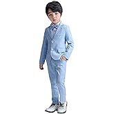 LOLANTA Boys Suit Wedding Ring Bearer Outfit Kids Suit Set, Blazer Pants Bow Tie Dress Clothes Formal Wear