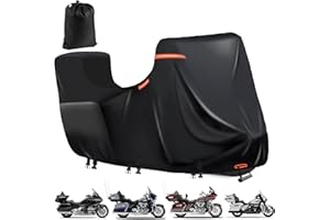 DOCEPERT Waterproof Motorcycle Cover with Side+Top Box,600D Heavy Duty Outdoor Motorcycle Cover for Touring Models Ultra Classic,Road Glide Limited,Glold Wing,Roadmaster (118" x 44" x 56" Black)