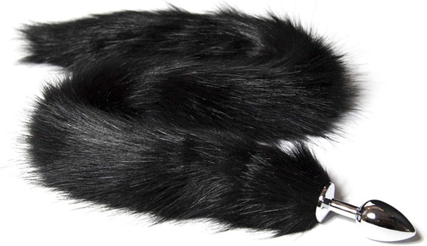 WDSER Buutt Trainer Pllug 75cm Tail A-mal Pllug Furry Fox Stainless Steel for A-malSexhjtra Long Metal Buutt Pllug Cos Accessories Crawls Paws,Black A-mal Pllug,Pllug Buutt Cat Tail Toy Sexhj
