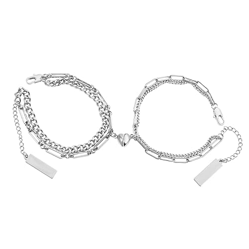 Heart Matching Couple Bracelets, 2pcs Mutual Attraction Love