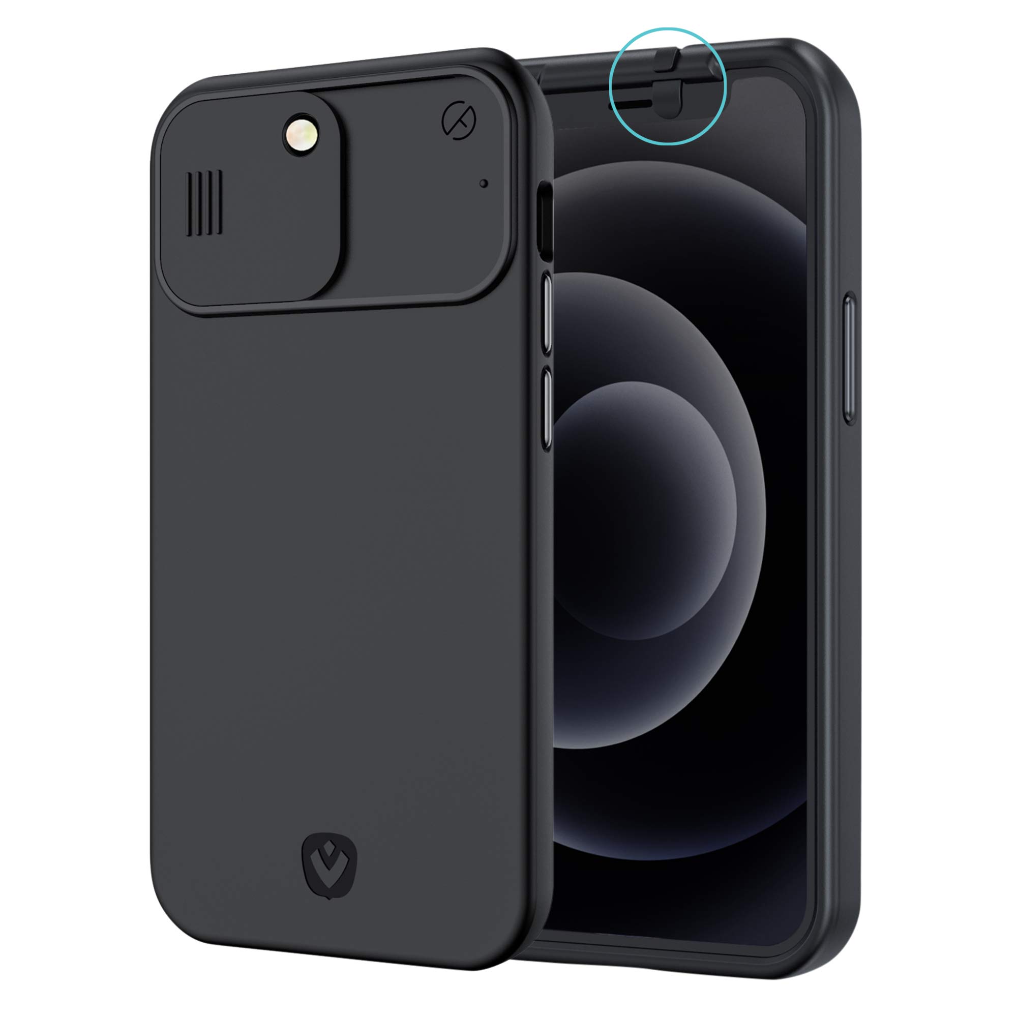 Spy-Fy iPhone 12 Pro Case with Sliding Camera Cover Front and Rear | Protect Your Privacy | 2 Meter Drop Protection | Matt Black