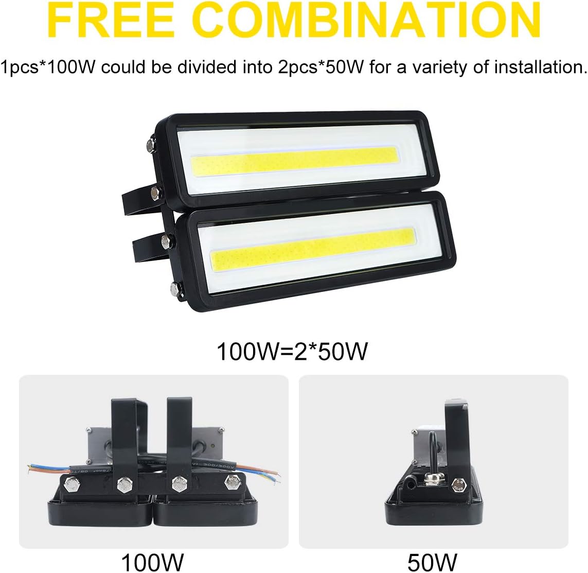 100W LED Flood Light IP65 Waterproof Security Lights Outdoor with 120°Beam Angle for Yard Garden Patio Playground Warehouse Street (Cold White) - - 