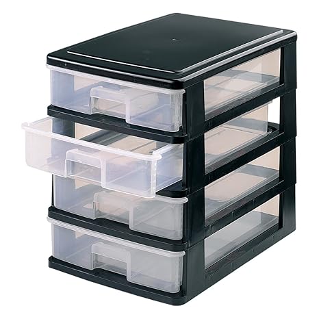 Great Plastic Plastic Set 4 Small Drawers 270x180x260 Mm Black
