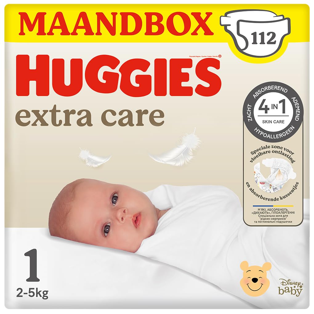 Huggies Baby Extra Care Diapers, Size 1 (2-5 kg), 4 x 28 units