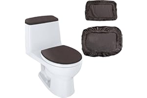 HOMAKOVER Toilet Lid Cover and Toilet Tank Lid Cover Replacement Toilet Cover with Elastic Bottom for Bathroom Decor Accessories (Brown)