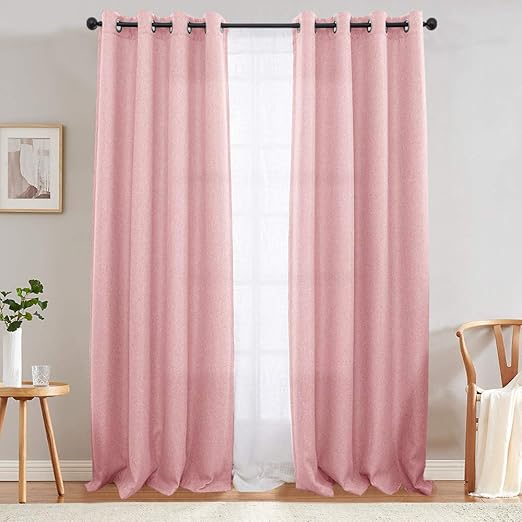 Amazon Com Jinchan Pink Curtains For Living Room Darkening