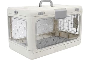 Srliya Large Capacity Clear Foldable Cat Crate, Travel Pet Carrier for Airplane, Collapsible Dog Crate, Portable Plastic Kenn
