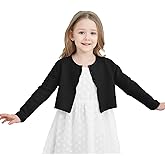 TRENDSTITCH Girls' Long Sleeve Knitted Bolero Cardigan Kids Button Closure Shrug Sweaters Cropped Jacket Cover Up Tops