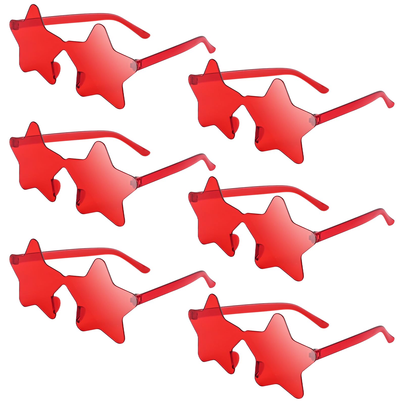 NACHLYNN Rimless Star Shaped Sunglasses Pentagram Glasses Transparent Sunglasses Valentine Day Party Favor (6, Red) — image 1