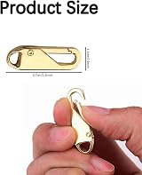 Aidi Metal Zipper Pull Replacement 6pcs in Black, Silver, Gold view 2