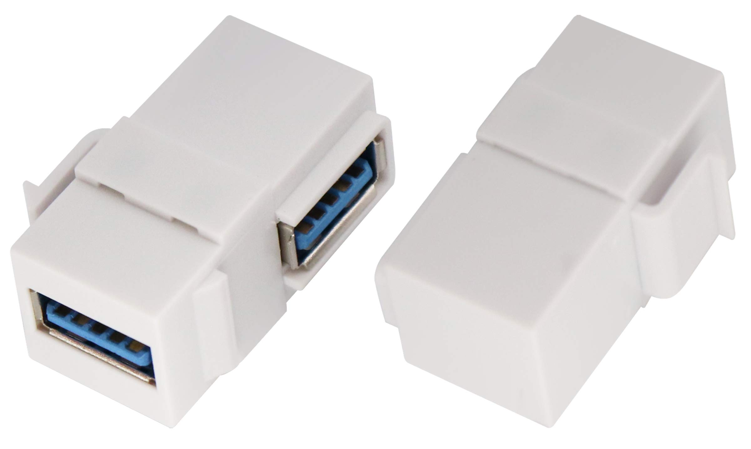 AAOTOKK 90 Degree USB Keystone Coupler Right Angle USB 3.0 A Keystone Jack Insert Female to Female Coupler Adapter for Wall Plate Outlet Panel (White/2 Pack)