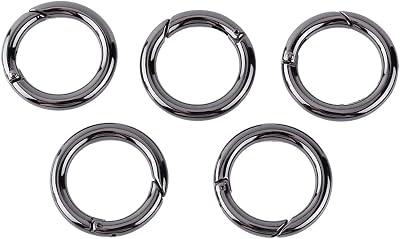 VBESTLIFE 5PCS Zinc Alloy Round Carabiner Snap Hook Keychain Buckle 28mm Black