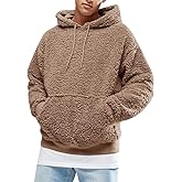 Runcati Mens Fuzzy Sherpa Pullover Hoodie Sweatshirts Long Sleeve Sport Front Pocket Military Fall Outwear Winter Hooded