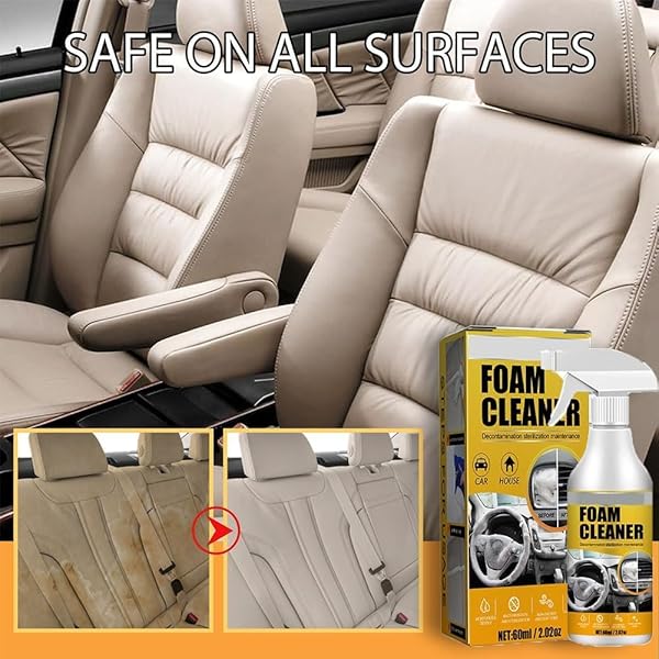 TOHEOK 2PCS PURPOSE FOAM CLEANER, ALL AROUND MASTER FOAM CLEANER,PURPOSE CLEANER FOR CAR, UPHOLSTERY CLEANER FOR CAR SEATS, INTERIOR, CAR SEAT STAIN REMOVER