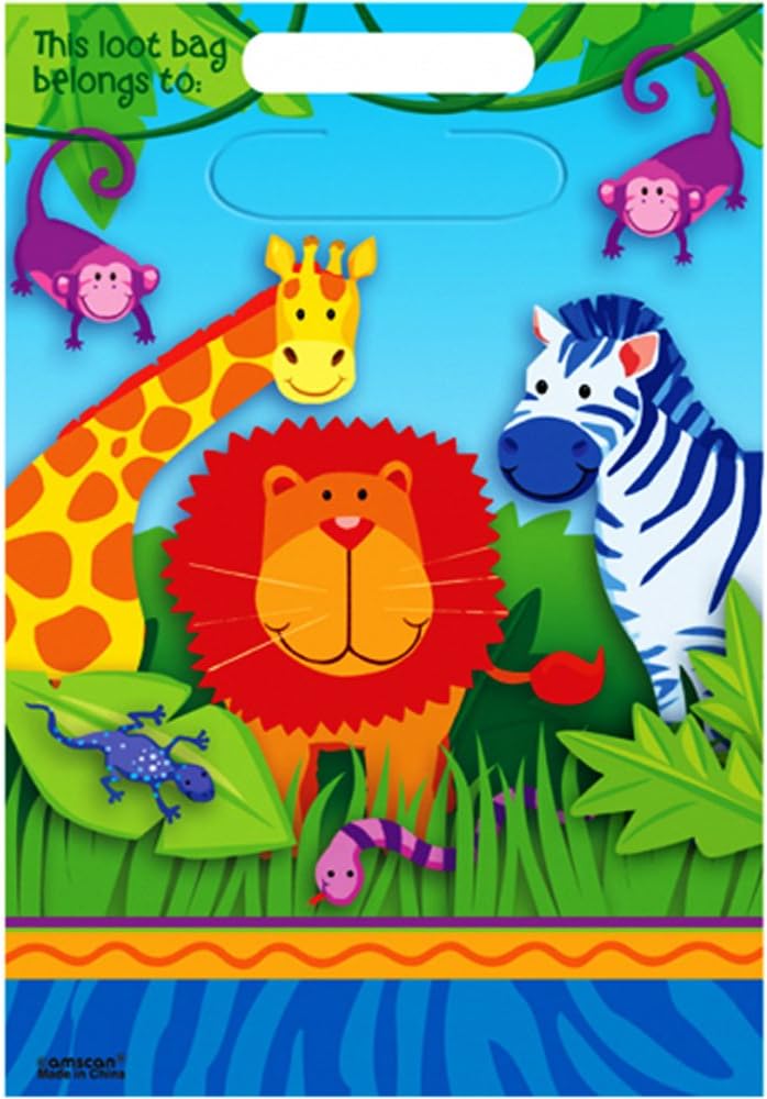 Factory Card and Party Outlet Jungle Animals Loot Bags 8ct