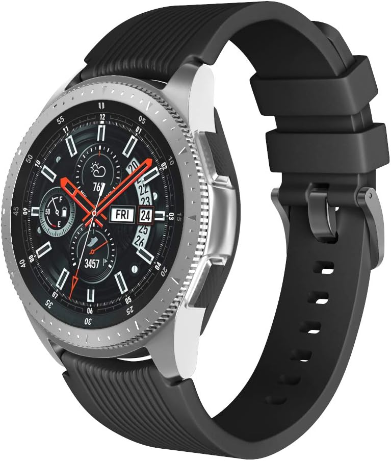 NotoCity Galaxy 46mm Strap 22mm Soft Silicone Band Replacement Strap for Gear S3 Frontier / S3 Classic,Huawei watch GT/Huawei watch 2 Classic(black S)