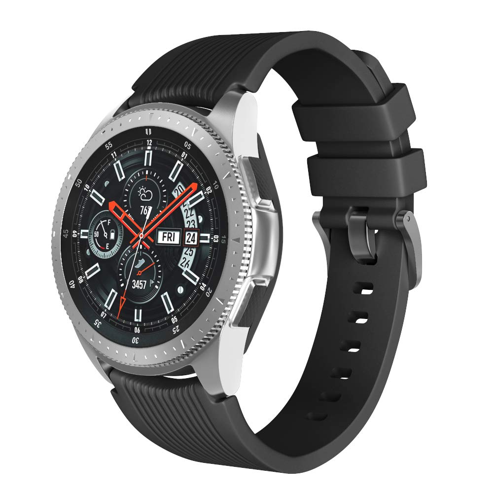 NotoCity Galaxy 46mm Strap 22mm Soft Silicone Band Replacement Strap for Gear S3 Frontier / S3 Classic,Huawei watch GT/Huawei watch 2 Classic(black S)