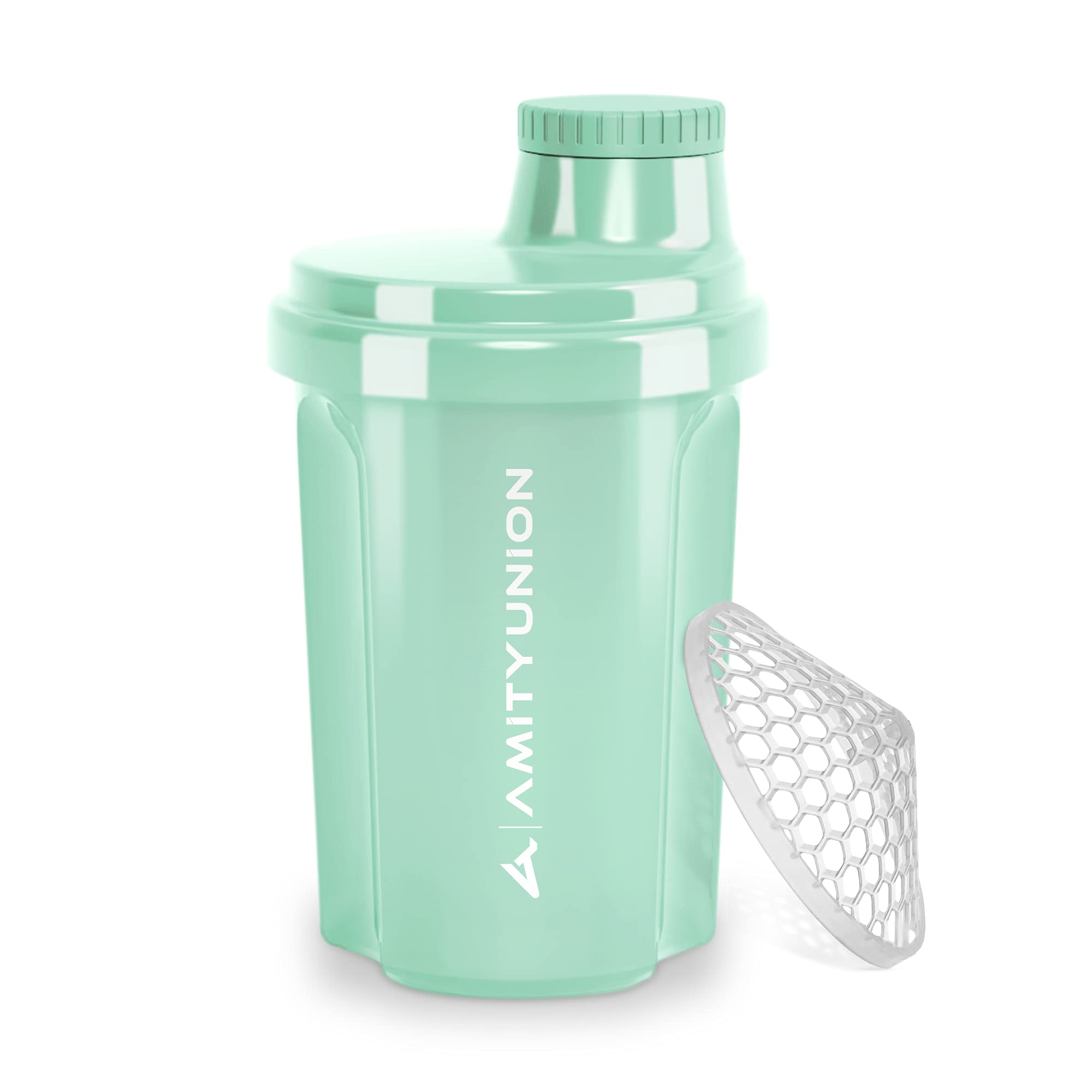 Protein Shaker 300 ml "Heaven" Leak-Proof, BPA with Clickable Strainer & Scale for Creamy Whey Shakes, Gym Fitness Mug for Isolate & Sport Concentrates, Protein Shaker, Original in Mint Blue