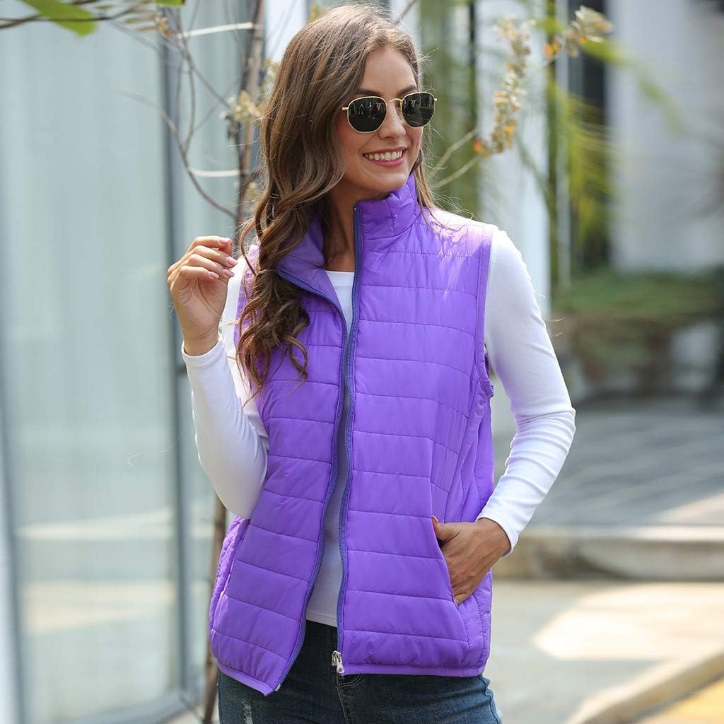 Sunmoot Winter Women Down Vest Lightweight Sleeveless Padded Gilet Outerwear Puffer Waistcoat Jackets Coats