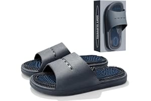 MOTTLED SKY Acupressure Massage Slippers Acupressure Foot Massager Shoes Reflexology Sandals Gift for Men Women Reduce Feet Neuropathy Pain Relief and Tension (Dark Gray,US Women 8-9/ Men 6.5-7.5)