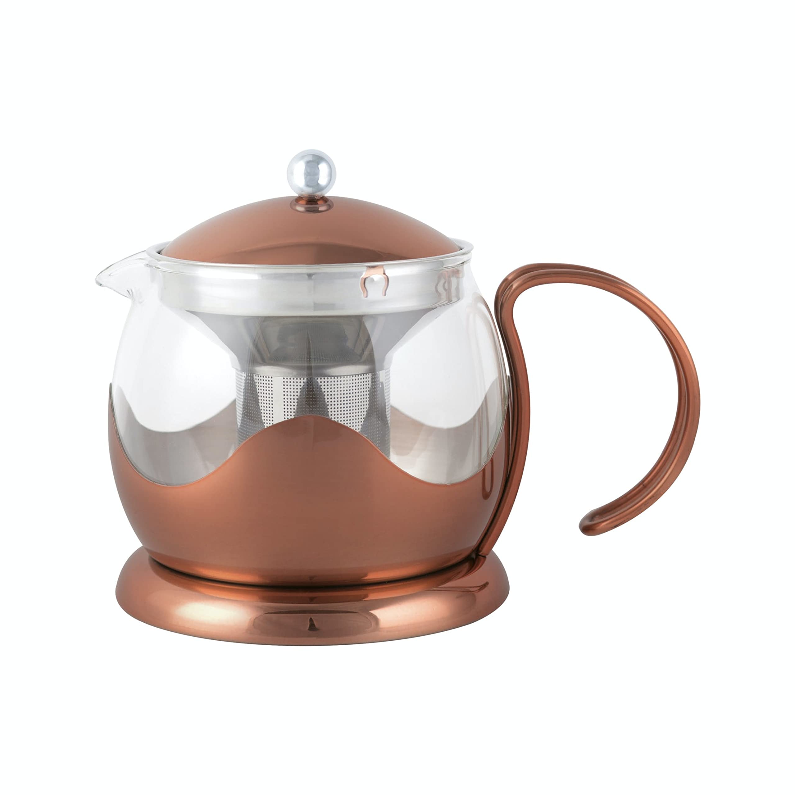 La Cafetière Teapot Glass Loose Leaf Teapot with Infuser, 1.2 L, Copper, 21.500 x 13.500 x 12.300