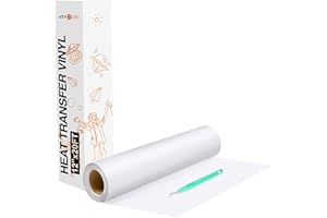 Heat Transfer Vinyl White HTV Rolls - 12" x 20ft White Iron on Vinyl for All Cutter Machine, HTV Vinyl for Shirts - Easy to C