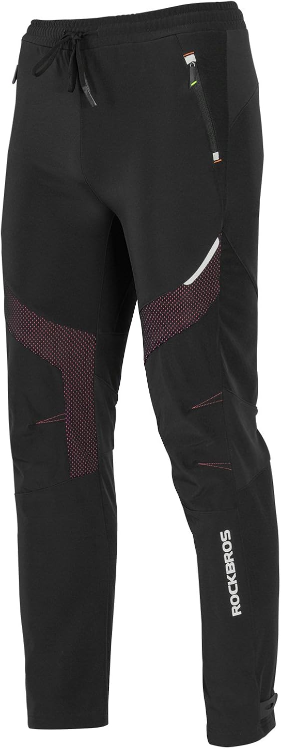 ROCKBROS Winter Cycling Pants Warm Ergonomics Men's Windproof Thermal Bicycling Pants Black: Clothing