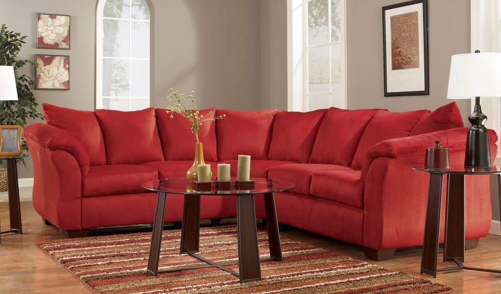 Red Upholstery Fabric Sectional by Ashley Furniture LAVORIST