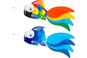 SGftre 40 Inch Heavy Duty Fish Windsock Includes 2 Piece Set,Wind Direction Bag for Beach Fishing Boats, Ideal for Halloween & Christmas Decor,Perfect Outdoor Wind Sock for All Seasons