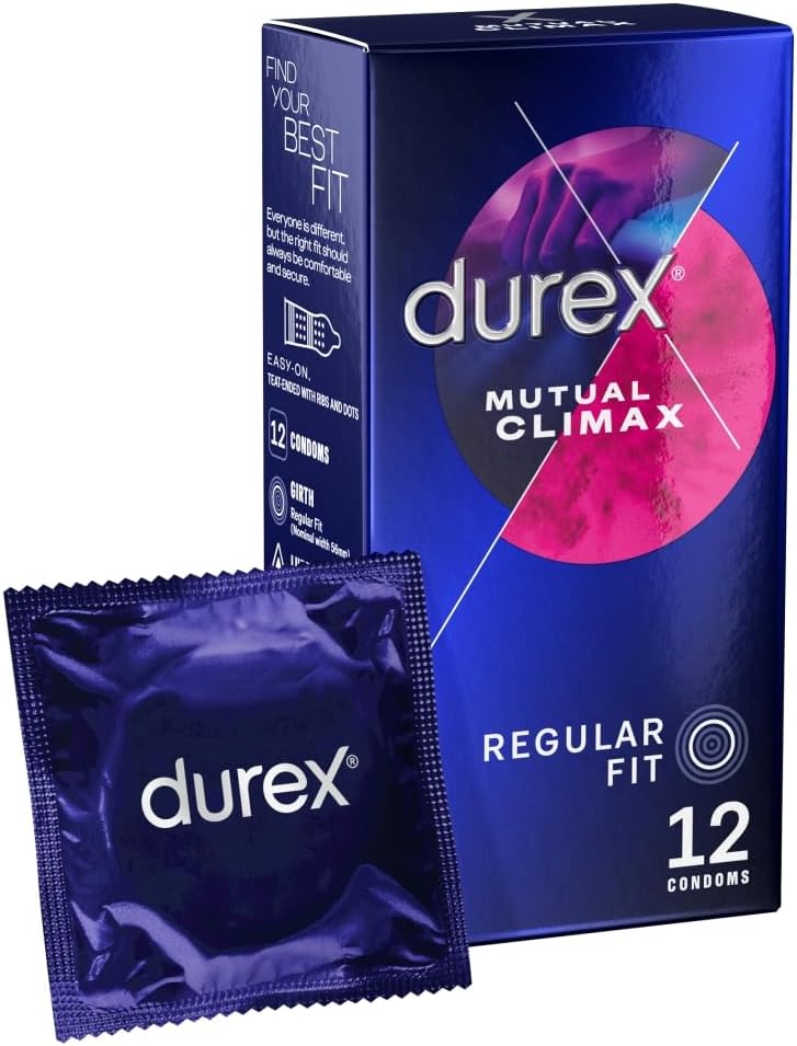 Durex Mutual Climax Condoms 12 Pack – Ribbed & dotted, Performa Lubricant