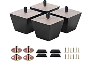 Txcucc Sofa Legs Square Bed Feet 2 inch Wood Replacement Leg for Furniture Set of 4,black (2”, 4set)