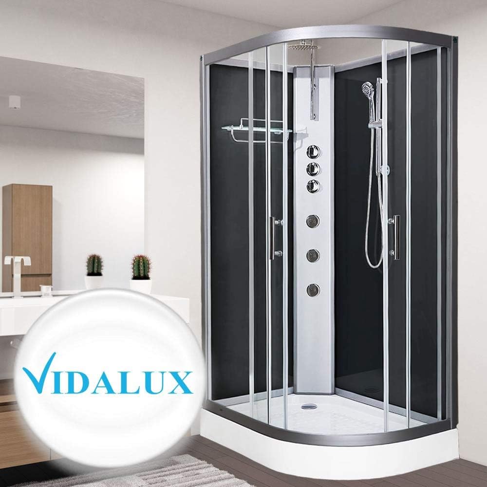 Vidalux Pure 1200 x 800 Left Hand Luxury Thermostatic Shower Cabin - Black Glass