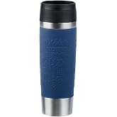 Emsa N20221 Travel Mug Classic Insulated Mug 0.5 Litres, Comfort Screw Cap, Stainless Steel, 6 Hours Hot and 12 Hours Cold, 100% Leak-Proof, Dishwasher Safe, 360&deg; Drinking Opening, Dark Blue