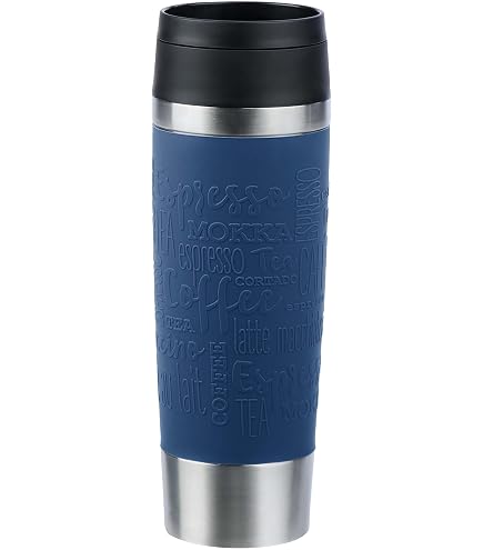 Emsa Bludrop N31101 Insulated Water Bottle, 0.5 Litres, 100% Leak-Proof, Quick-Press Closure, Ergonomic 360° Drinking Enjoyment, 12 Hours Warm, 24 Hours Cool, Easy to Clean, Stainless Steel, Powder : Sports & Outdoors