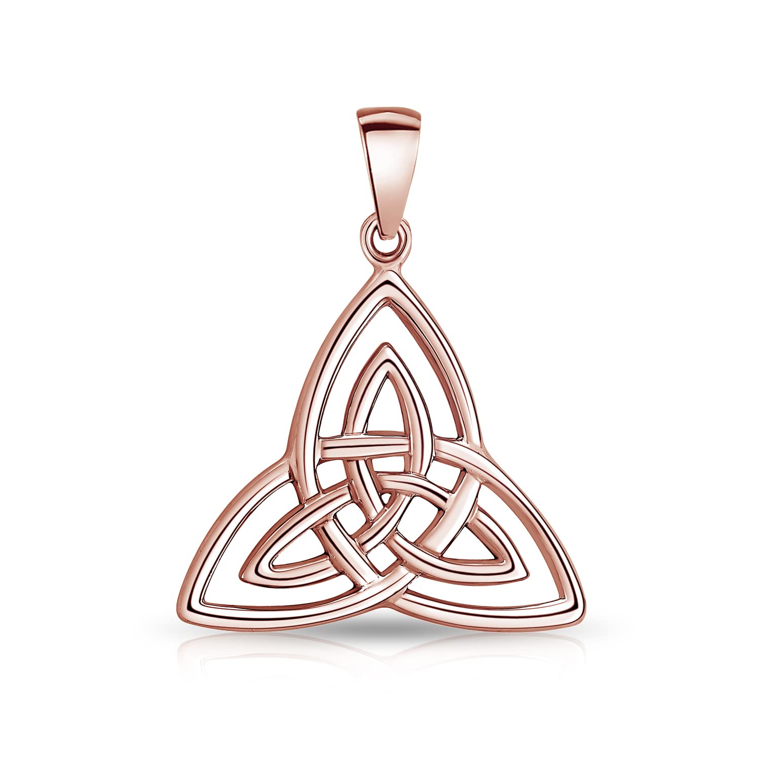 DTPsilver® 925 Sterling Silver Rose Gold Plated Celtic Trinity Knot Pendant - Without Curb Chain — image 1